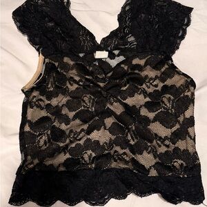 Black Lace Floral Top